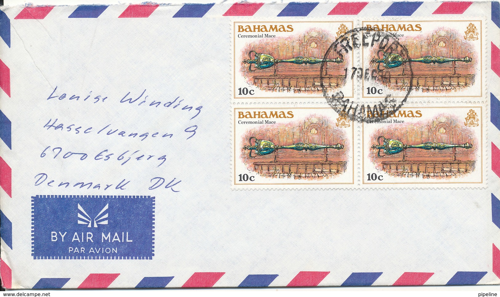 Bahamas Air Mail Cover Sent To Denmark Freeport 17-12-1980 With Block Of 4 - Bahamas (1973-...)
