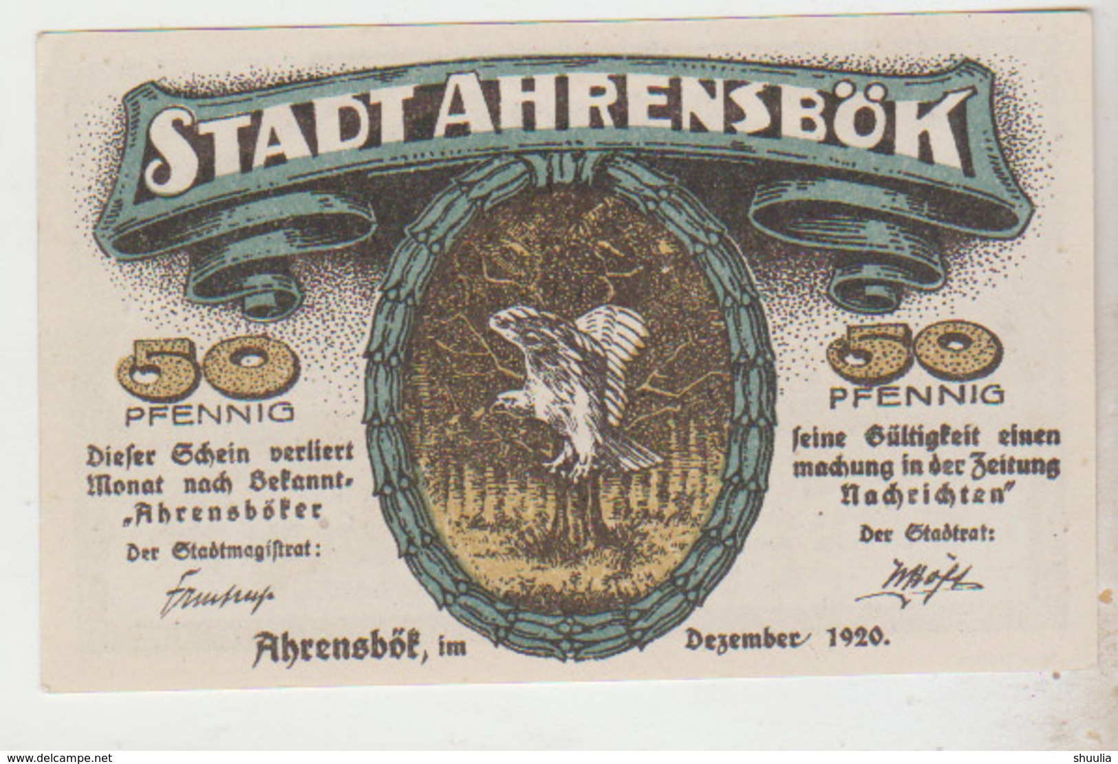 Notgeld Ahrensbok 50 Pfennig 1920 - [11] Emissions Locales