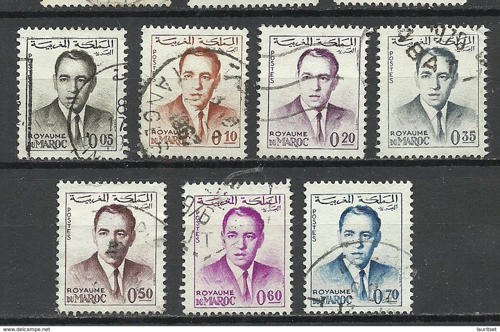 Marocco 1962/65, 7 Stamps From Set Michel 489 - 502 King Hassan II O - Marokko (1956-...)