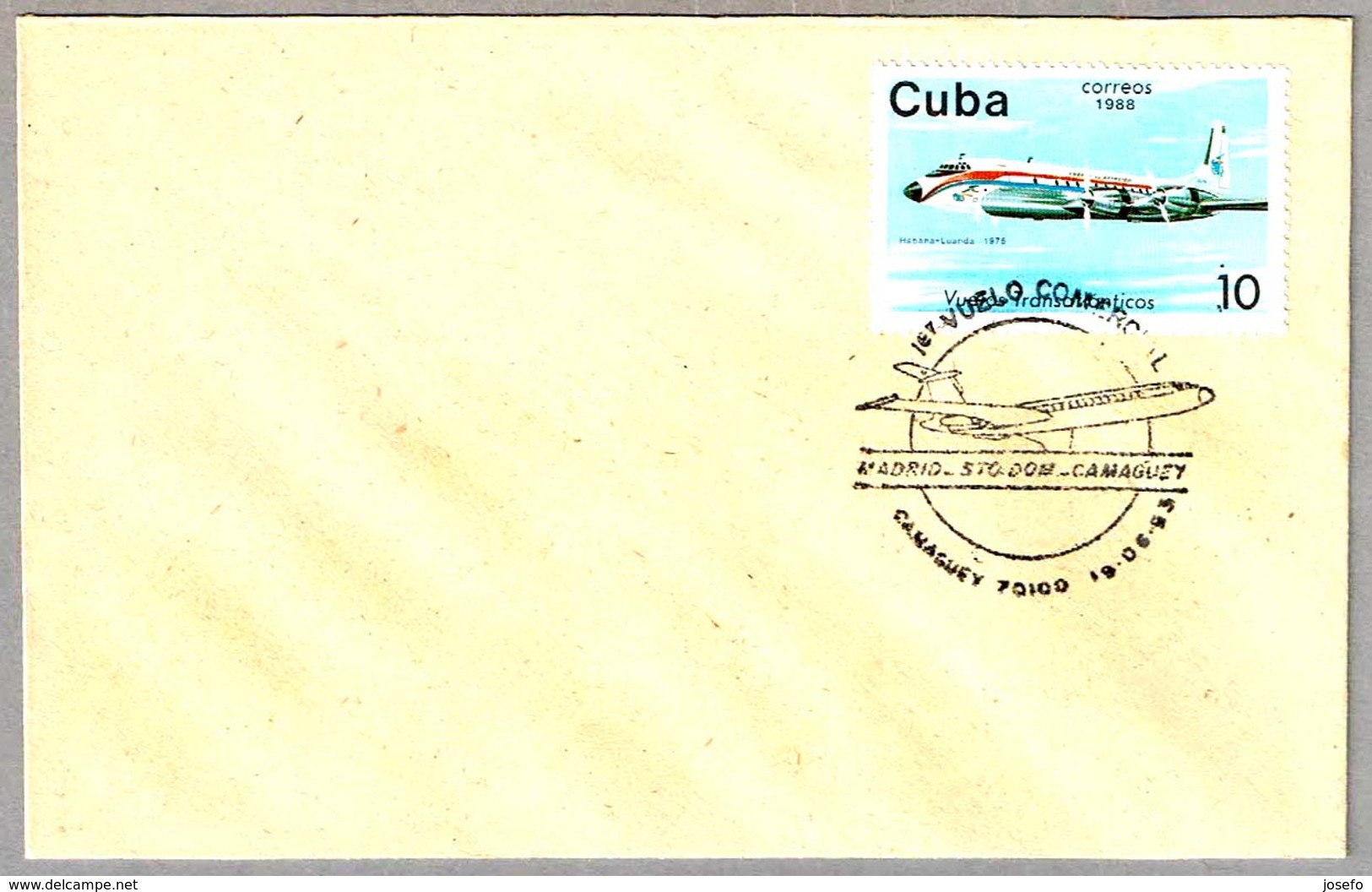 Primer Vuelo Comercial MADRID - SANTO DOMINGO - CAMAGÜEY. First Commercial Flight. Camagüey 1993 - Aviones