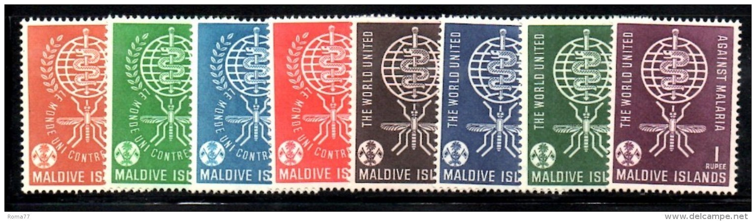 XP74 - MALDIVE 1962 , La Serie 87/94  ***  MNH MALARIA (2380A) - Maldive (...-1965)