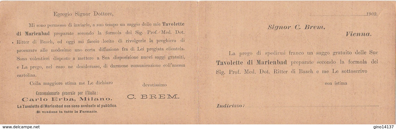 CARTOLINA Viaggiata Pubblicitaria CARLO ERBA MILANO Tavolette MARIENBAD Vie - Altri & Non Classificati