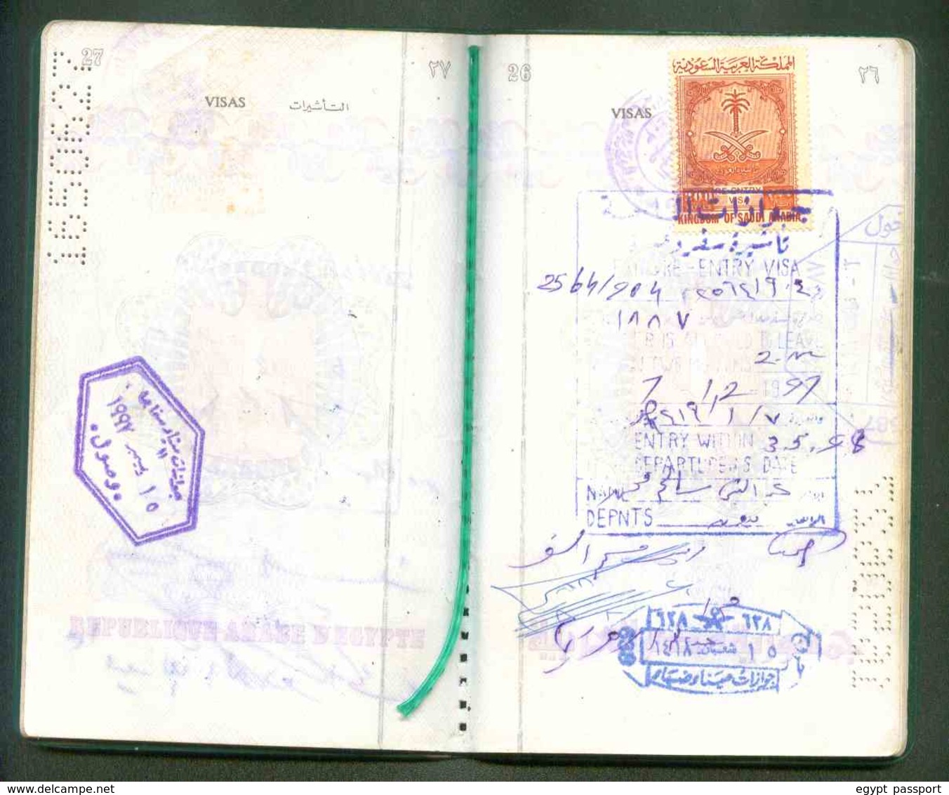 Egypt Passport Issue 1997 - Visa Saudi Arabia - Conditiona as in scan