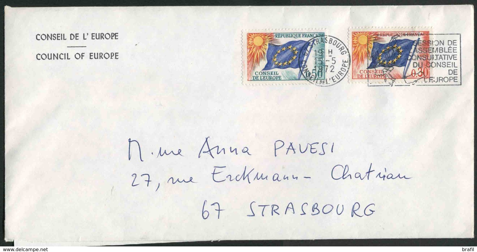 1972 Francia, Lettera Da Strasburgo Consiglio D'Europa - Storia Postale