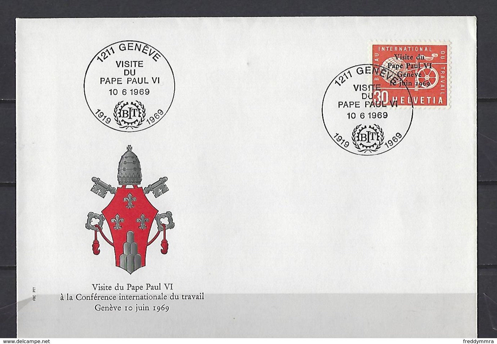 Suisse: Service 436 Sur FDC (Visite Du Pape Paul VI Le 10-6-1969) - Papi