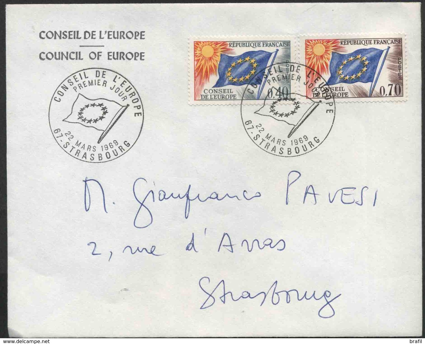 1969 Francia, Lettera Da Strasburgo Consiglio D'Europa - Storia Postale