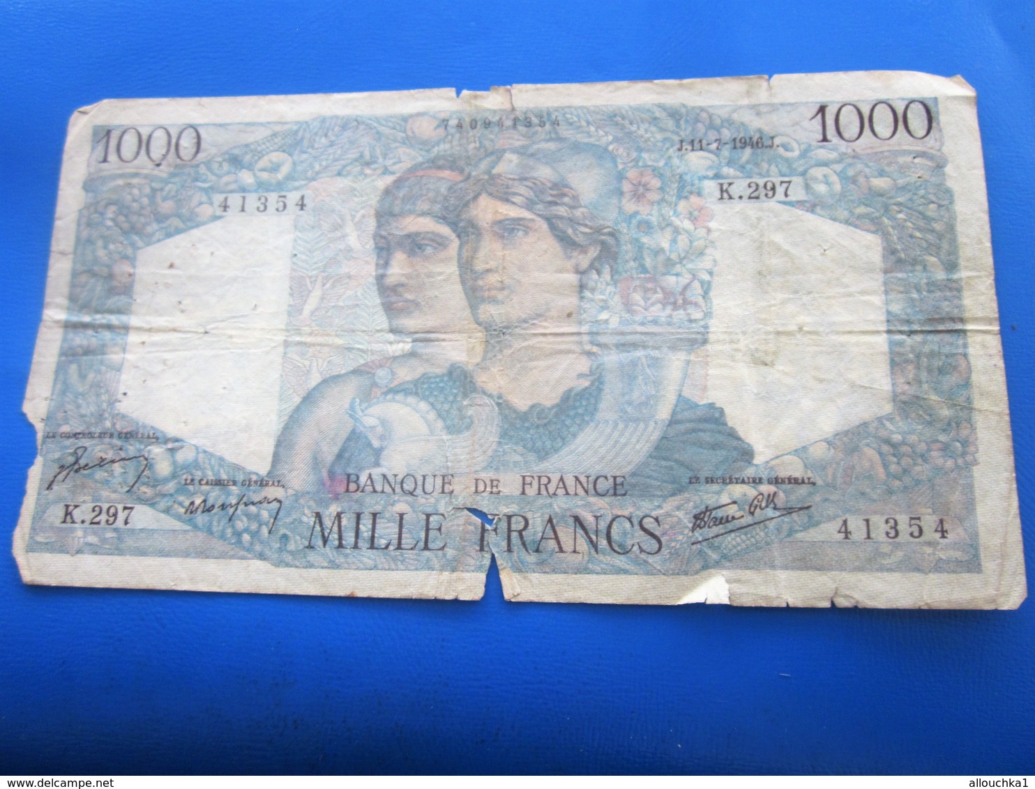 Billet Billets France  1946 Anciens Francs Circulés Au XXème 1 000 F 1945-1950 ''Minerve Et Hercule'' état Voir Photos - 1 000 F 1945-1950 ''Minerve Et Hercule''