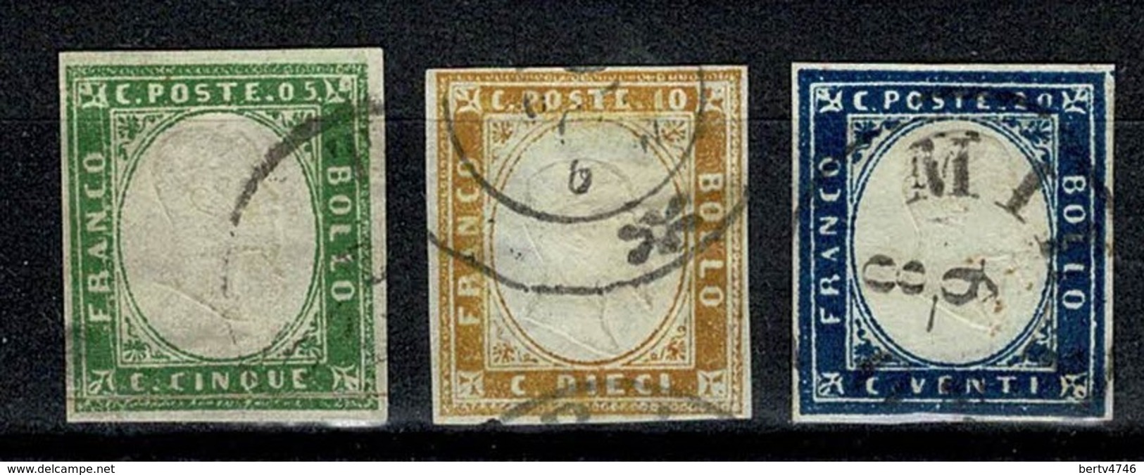 Sardegna 1855/63 Yv. 10, 11, 12 ( 7 Scans.) Used - Sardaigne