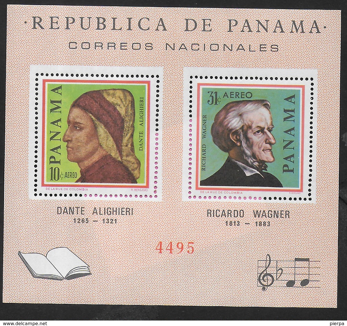 PANAMA - 1966 - DANTE ALIGHIERI - RICCARDO WAGNER - FOGLIETTO NUOVO ** (MICHEL 47) - Altri & Non Classificati