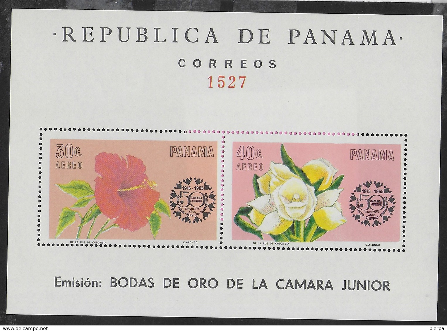 PANAMA - 1966 - FIORI - 50° CAMERA DI COMMERCIO - FOGLIETTO NUOVO ** (MICHEL 45) - Altri & Non Classificati