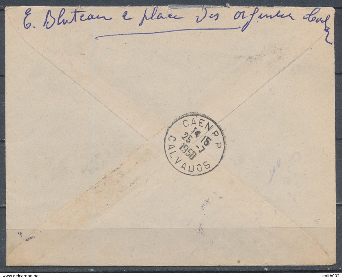 FRANCE - 24.7.1950, Reco Cover From TOULON SUR MER (Var)  To CAEN (Calvados) - 1921-1960: Modern Period