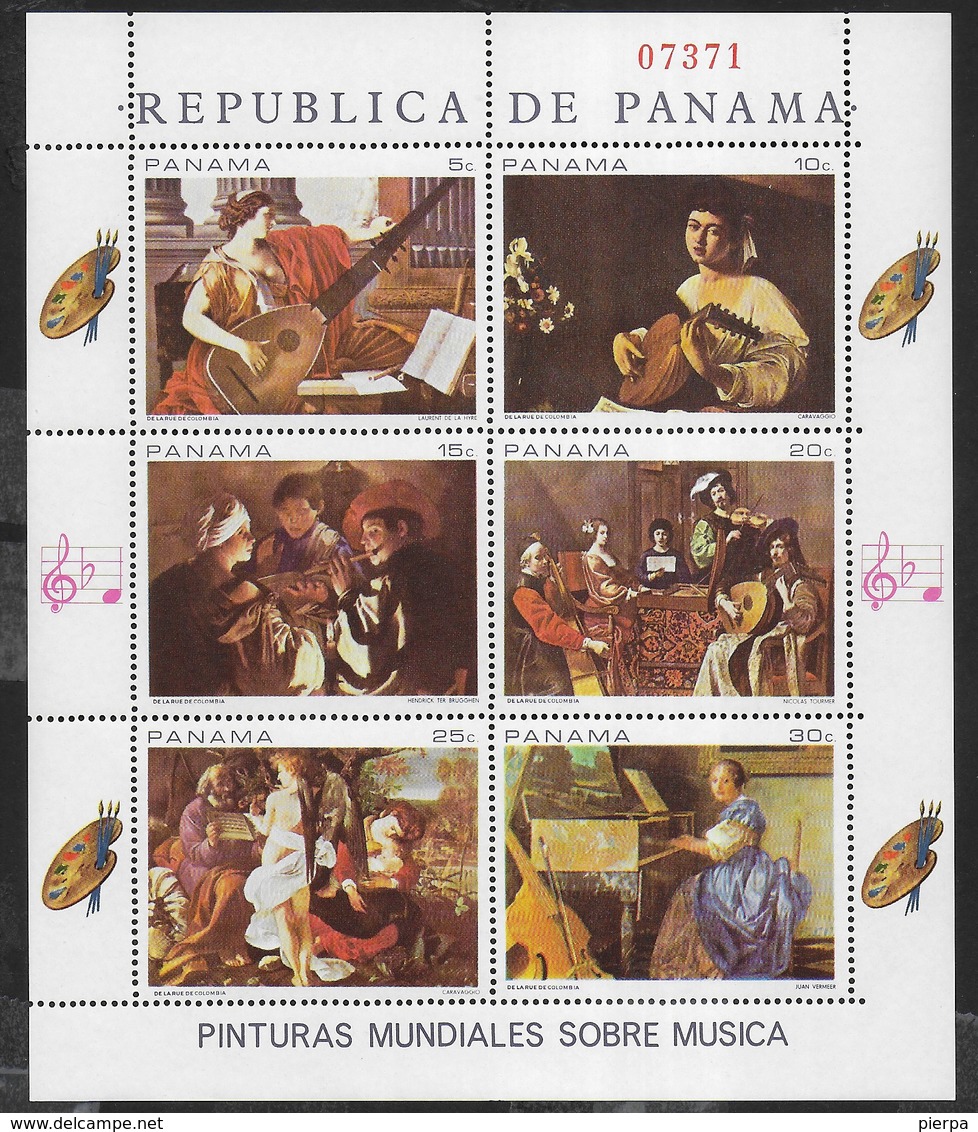 PANAMA - 1968 - LA MUSICA NELLA PITTURA - FOGLIETTO NUOVO ** (MICHEL KL 1087/1092) - Altri & Non Classificati