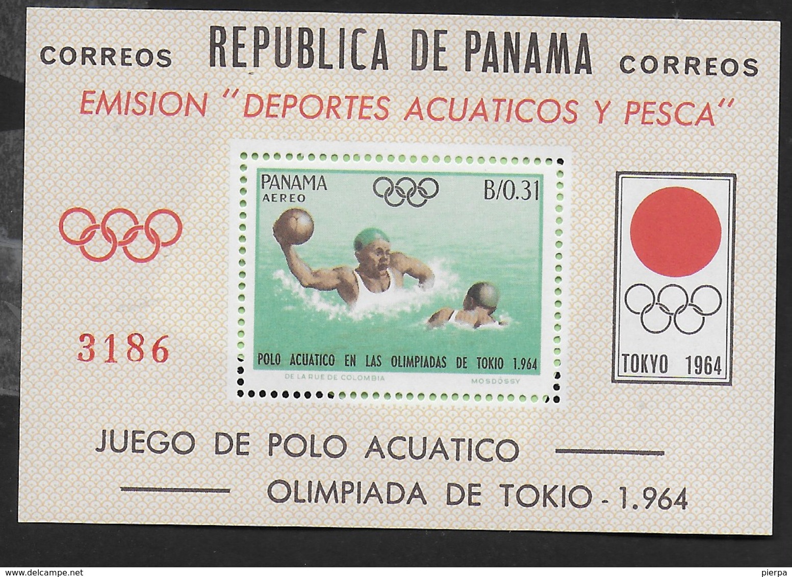 PANAMA - 1964 - OLIMPIADI ESTIVE TOKIO '64 - PALLANUOTO - FOGLIETTO NUOVO ** (MICHEL BL 22) - Estate 1964: Tokio