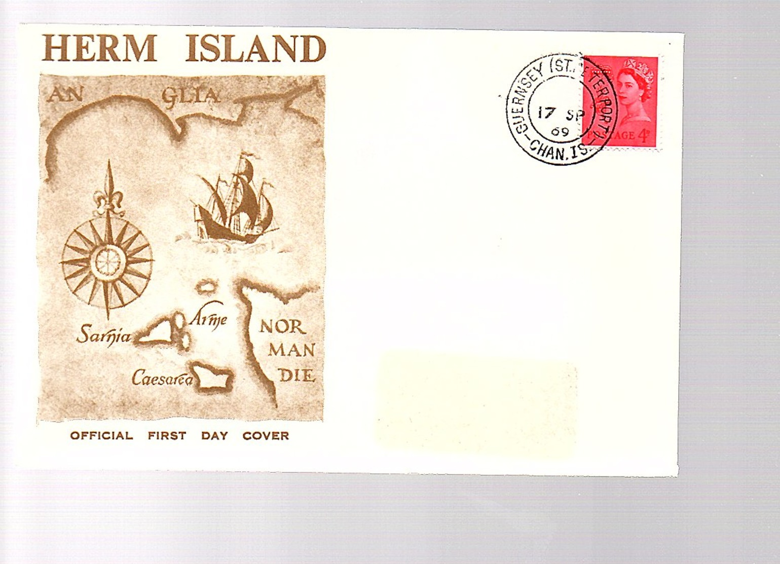 Guernsey Herm Island 1969 Early Private Issue Carrage Label (581) - Guernesey