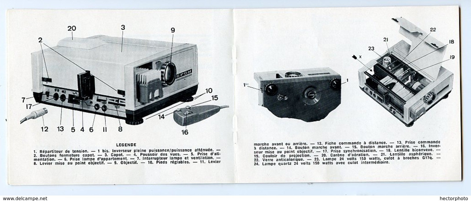 MODE D'emploi Notice Projecteur Diapo Diapositives SFOM 2024 Photo BAUD NANTES 20 Pages Schémas Multi Lampes Paniers - Matériel Et Accessoires