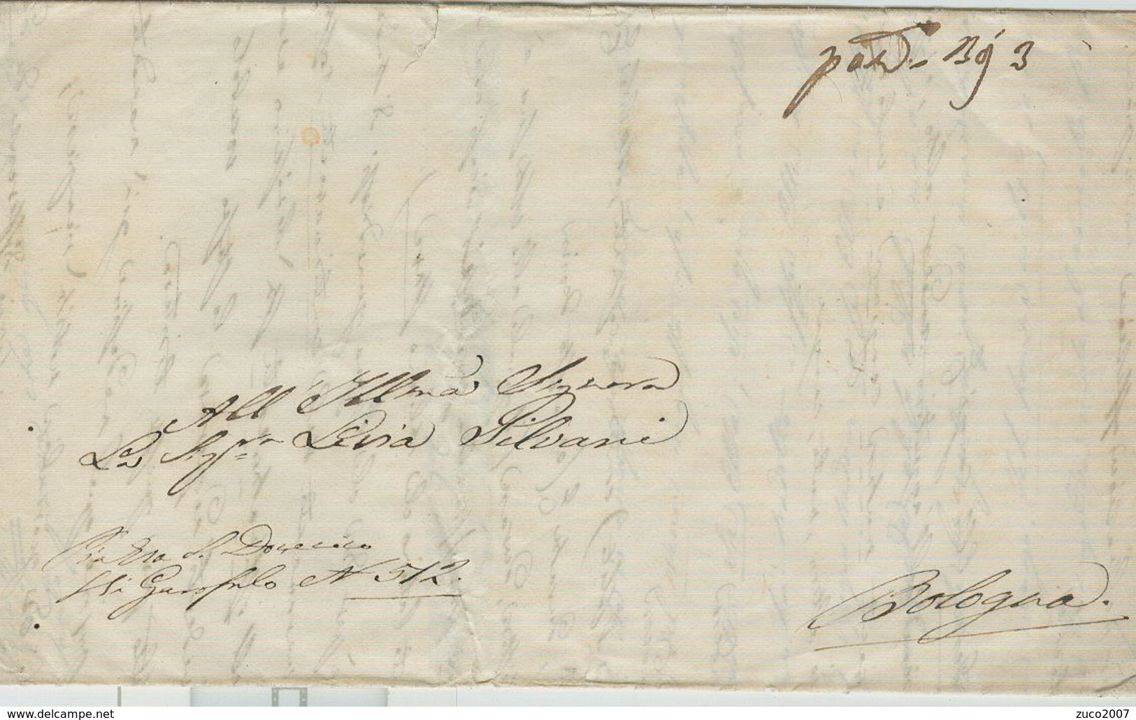 STATO PONTIFICIO - PREFILATELICA CON TESTO,1840 ??, PER BOLOGNA, TASSATA BAJ 3, - 1. ...-1850 Prephilately