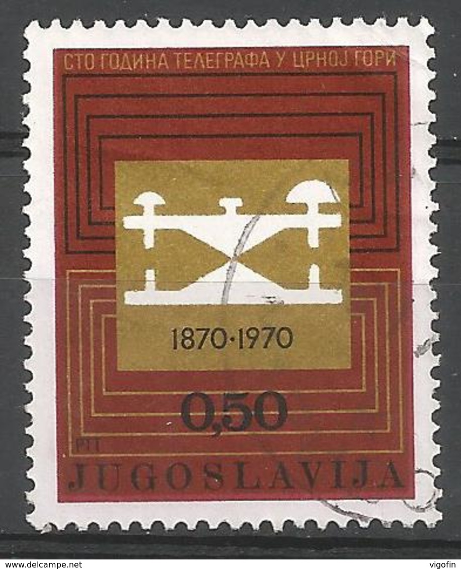 YU 1970-1396 100A°TELEGRAF IN MONTENEGRO, YUGOSLAVIA, 1v, Used - Gebraucht