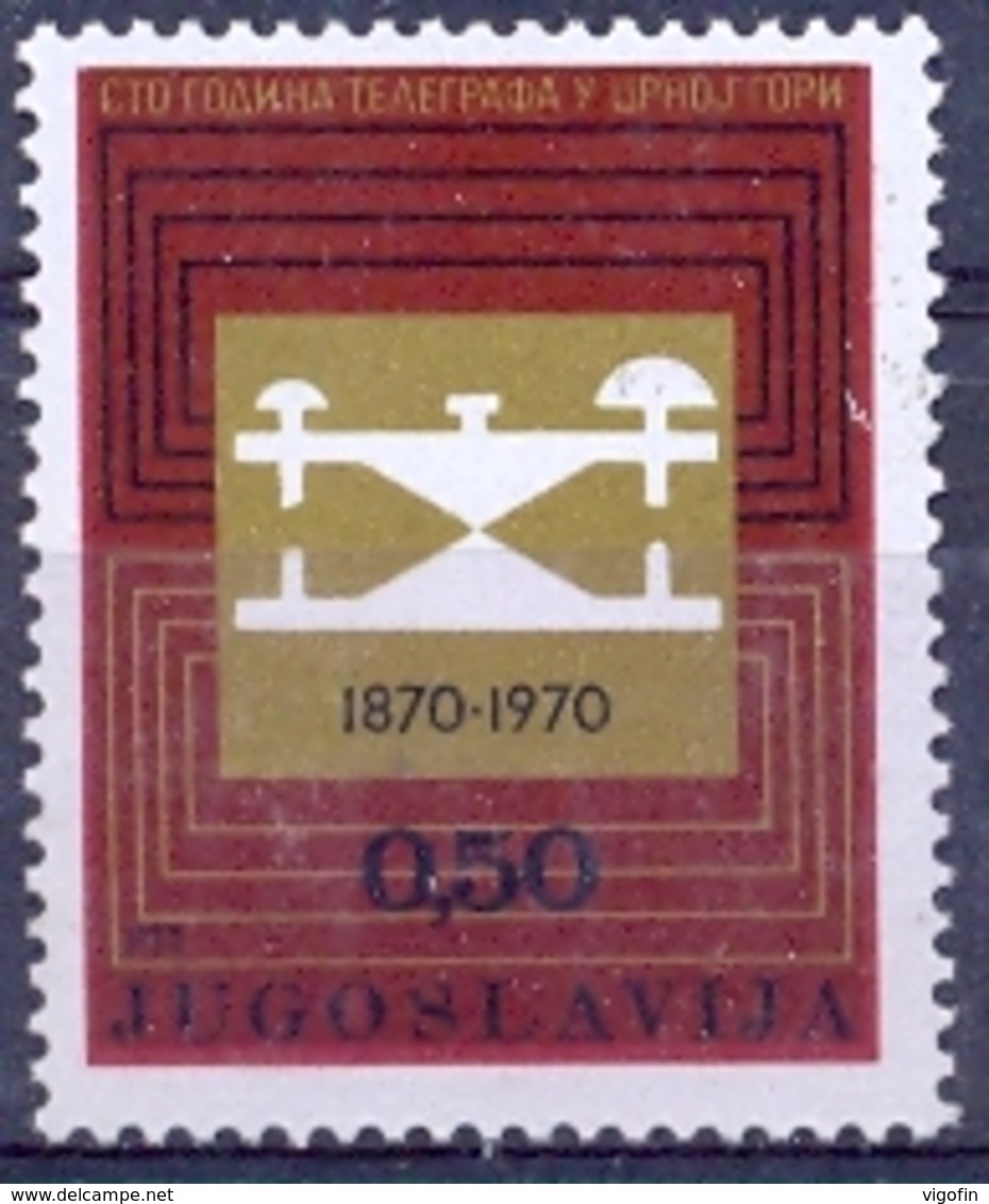 YU 1970-1396 100A°TELEGRAF IN MONTENEGRO, YUGOSLAVIA, 1v, MNH - Telekom