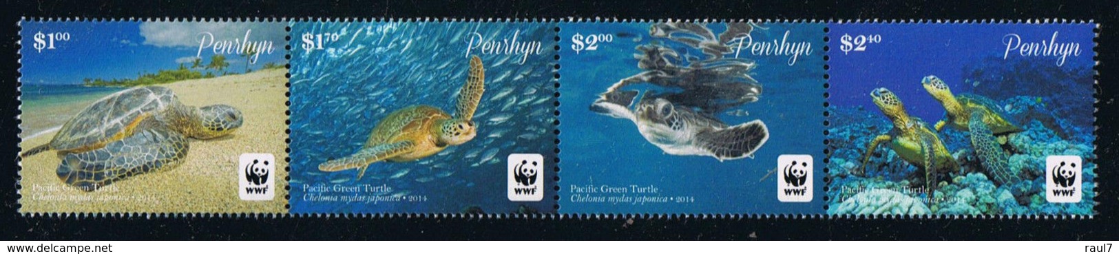 PENRHYN - 2014 - Faune En Danger, Tortue Verte Du Pacific, WWF  - 4 Val Neufs // Mnh - Penrhyn