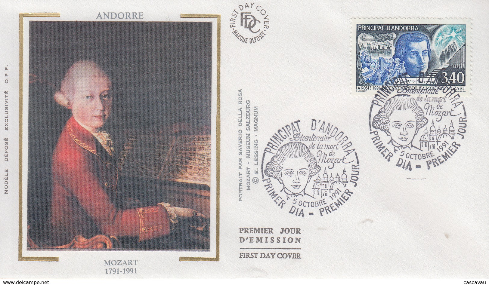 Enveloppe  FDC  1er  Jour    ANDORRE    MOZART    1991 - Music