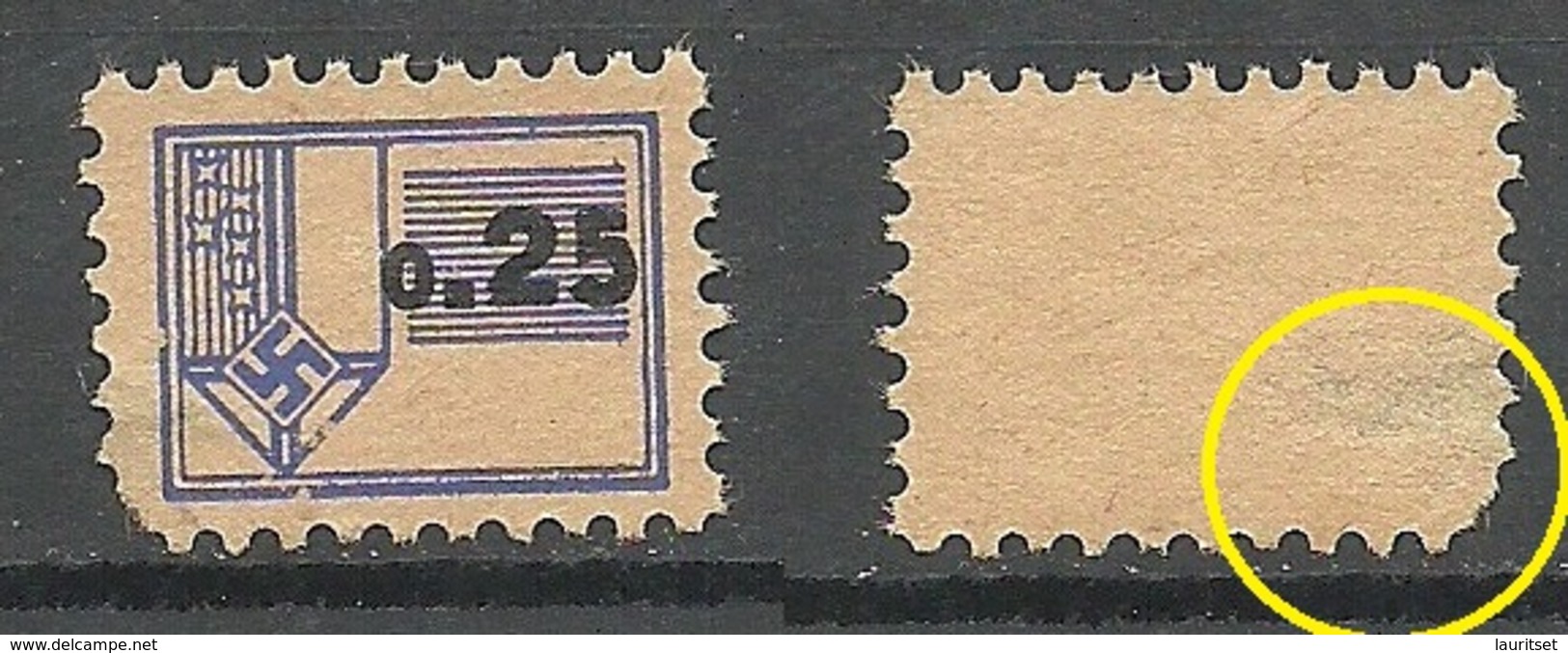 Germany Reich 1930ies Nazi Swastika Revenue Tax Stamp NB! Damaged Corner & Light Thin! - Cinderellas