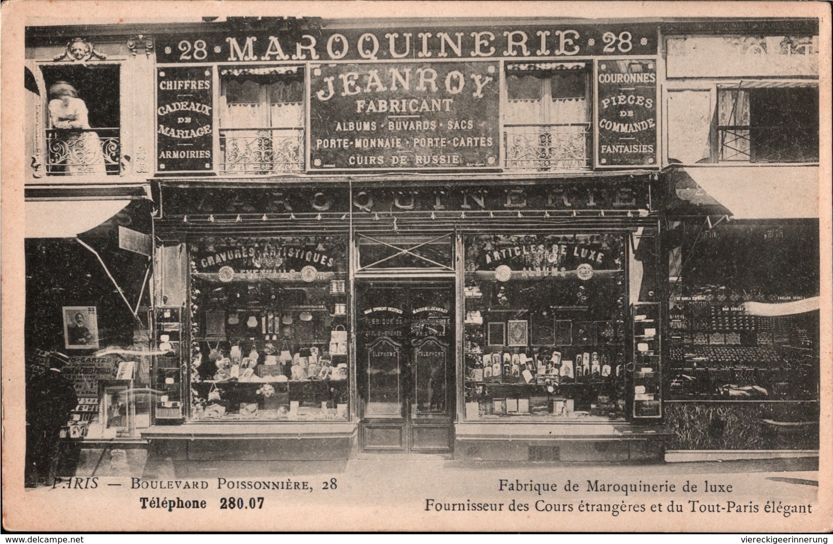 ! Alte Ansichtskarte Paris, Boulevard Poissonniere 28, Maroquinerie, Geschäft, Commerce, Shop - District 09