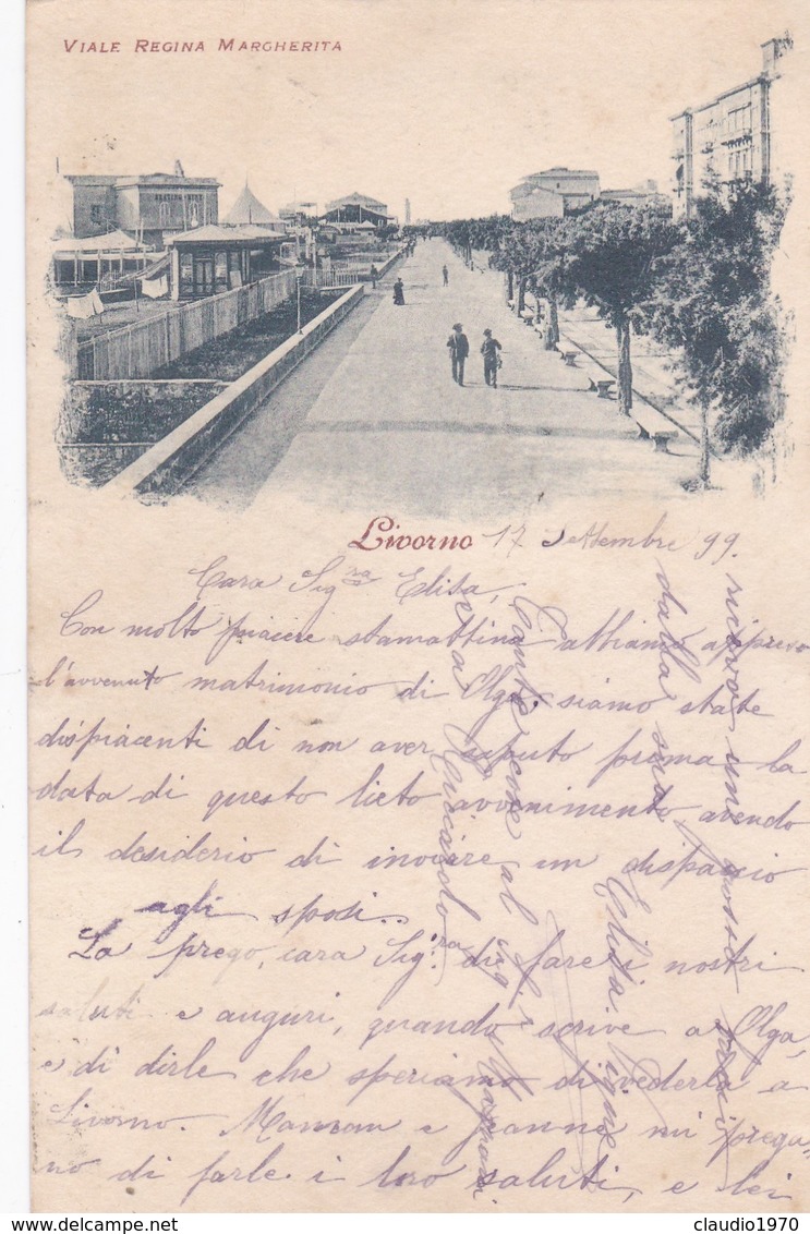 CARTOLINA - LIVORNO - VIALE REGINA MARGHERITA - VIAGGIATA PER PISA ( FRANCOBOLLO ASPORTATO) - Livorno