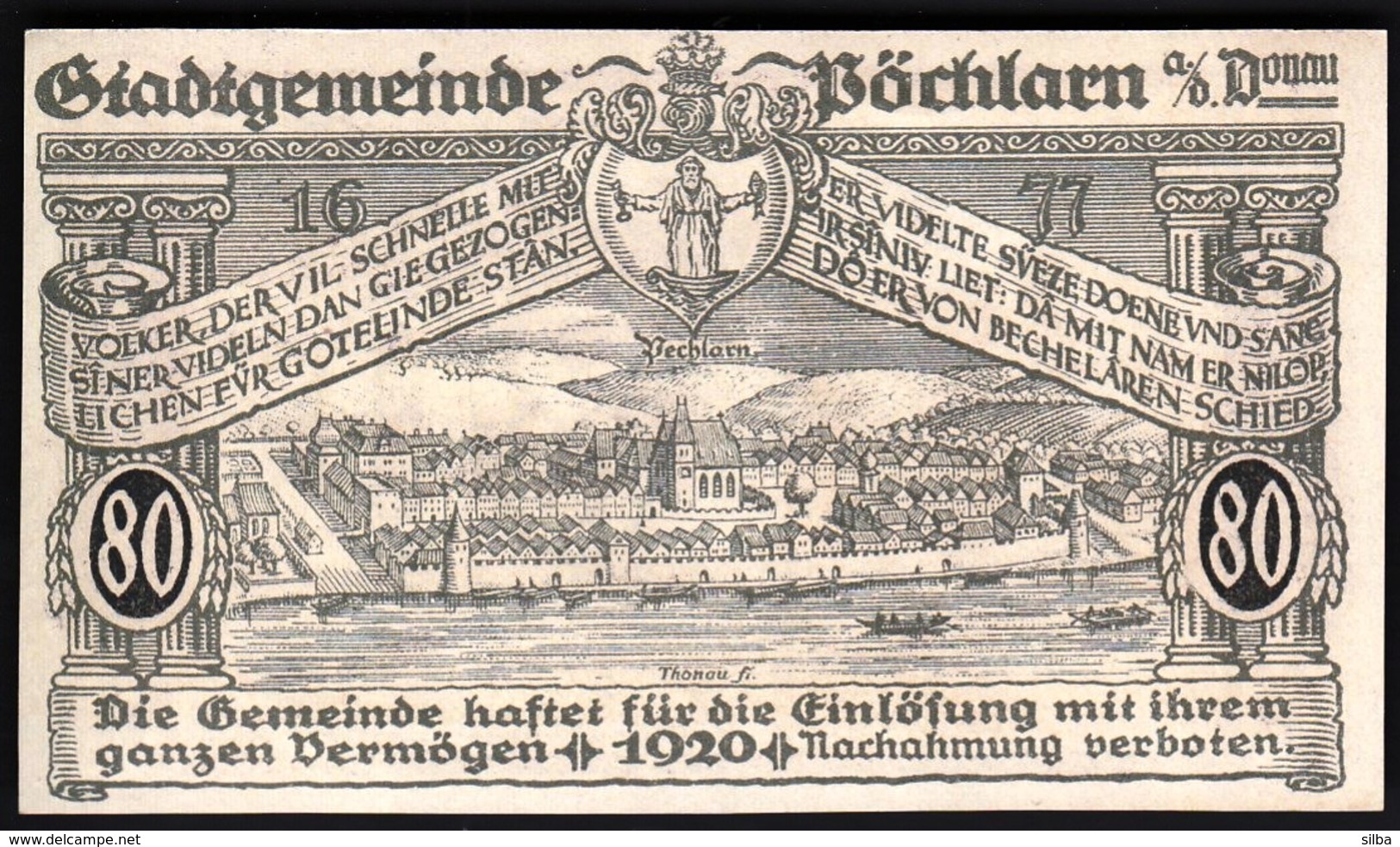 Austria Pöchlarn (Niederösterreich) 1920 / 80 Heller / Gutschein / Kirche / Notgeld, Banknote - Oesterreich