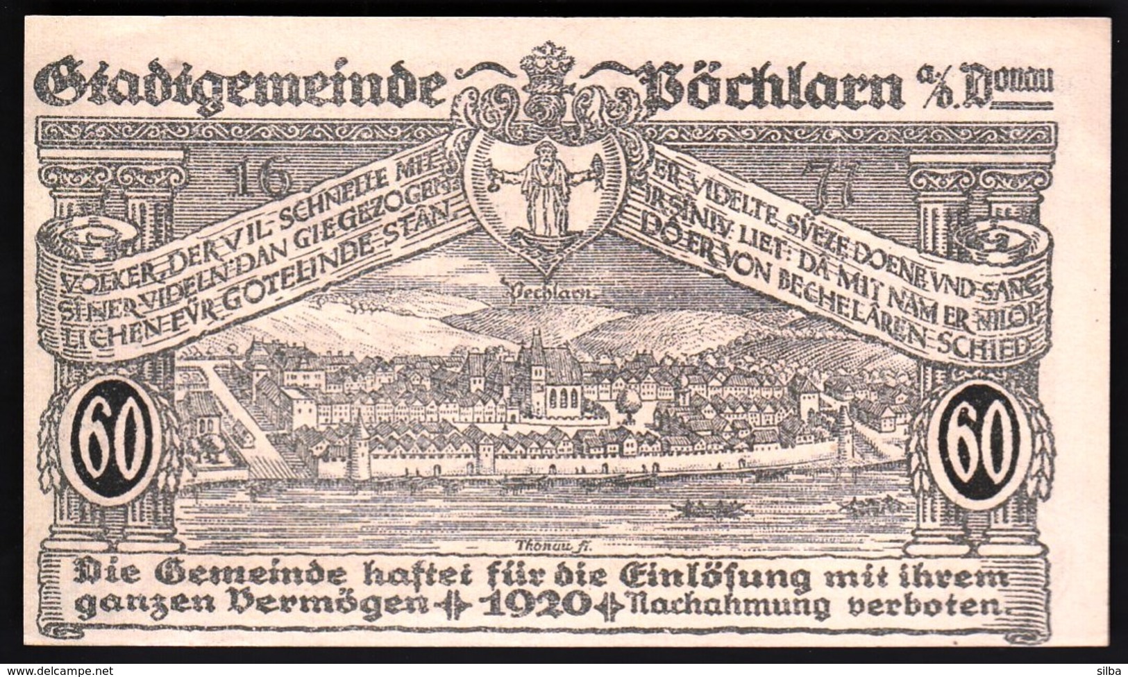 Austria Pöchlarn (Niederösterreich) 1920 / 60 Heller / Gutschein / Kirche / Notgeld, Banknote - Austria