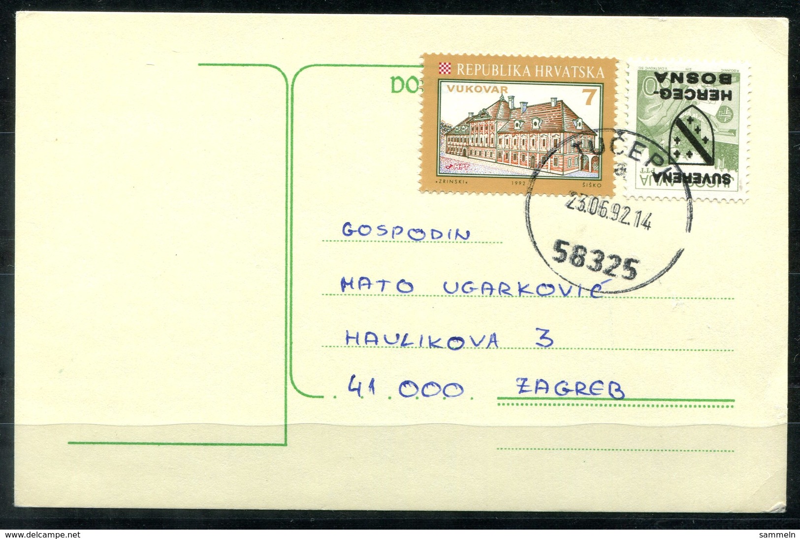 4887 - KROATIEN - Mi. 194 + 60er Überdruckmarke Herceg-Bosna Auf Postkarte - Kroatië