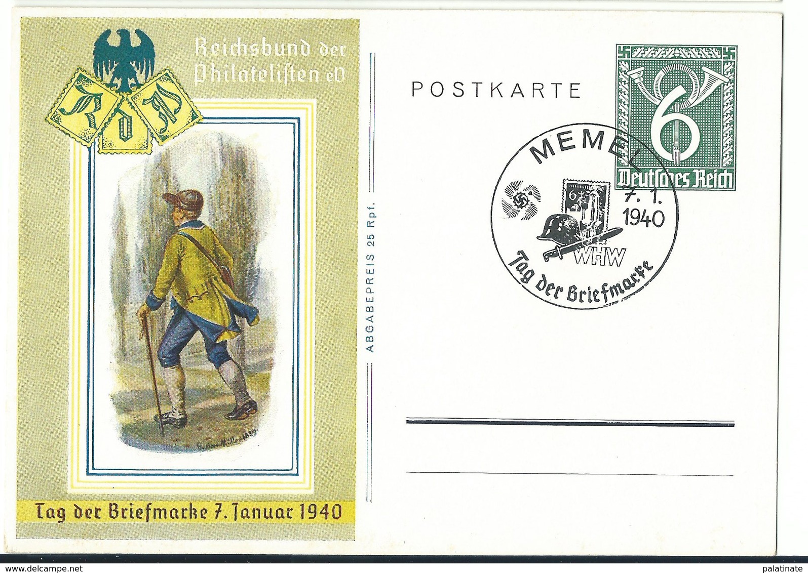 DR Ganzsachen P289 Tag Der Briefmarke 1940 Ungelaufen Sonderstempel MEMEL - Sonstige & Ohne Zuordnung