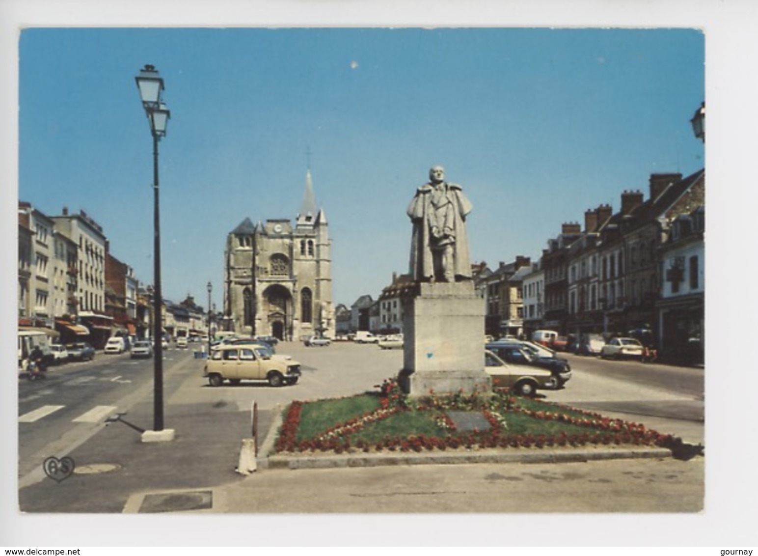 Le Neubourg : église, Place, Statue Dupont De L'Eure (cp Vierge) Vieilles Voitures - Le Neubourg