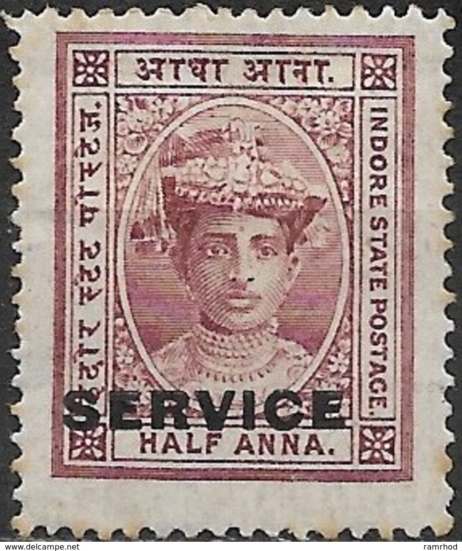 HOLKAR (INDORE) 1904 Official - Maharaja Tukoji Holkar III - 1/2 A - Red MH - Holkar