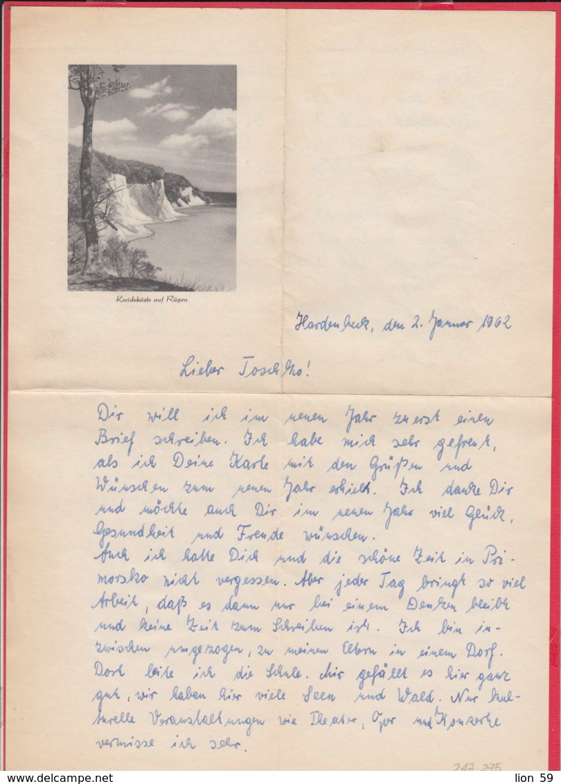 247275 / 1962 Old Letter - KREIDEKÜSTE AUF RÜGEN , Germany Deutschland Allemagne Germania - 1950 - ...