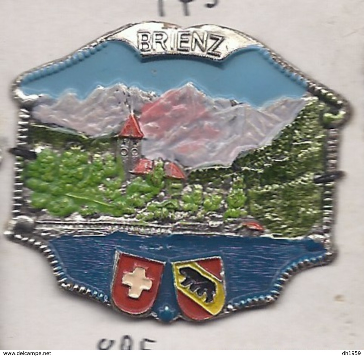 BRIENZ BERN BERNE OURS BEAR BÄR ECUSSON PLAQUE METAL EMAILLEE CANNE RANDONNEE BLASON WAPPEN SCHWEIZ SUISSE SWIZZERLAND - Obj. 'Souvenir De'