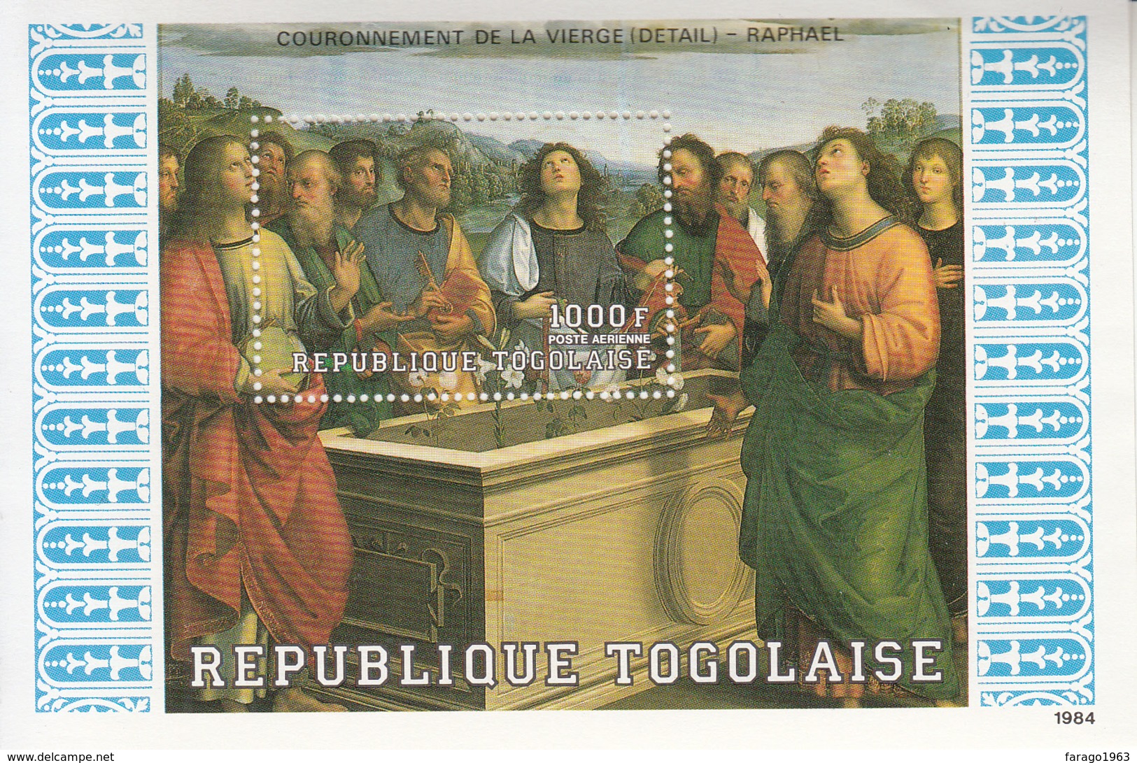 1984 1985 Togo Apostles  Art Paintings Souvenir Sheet MNH - Togo (1960-...)