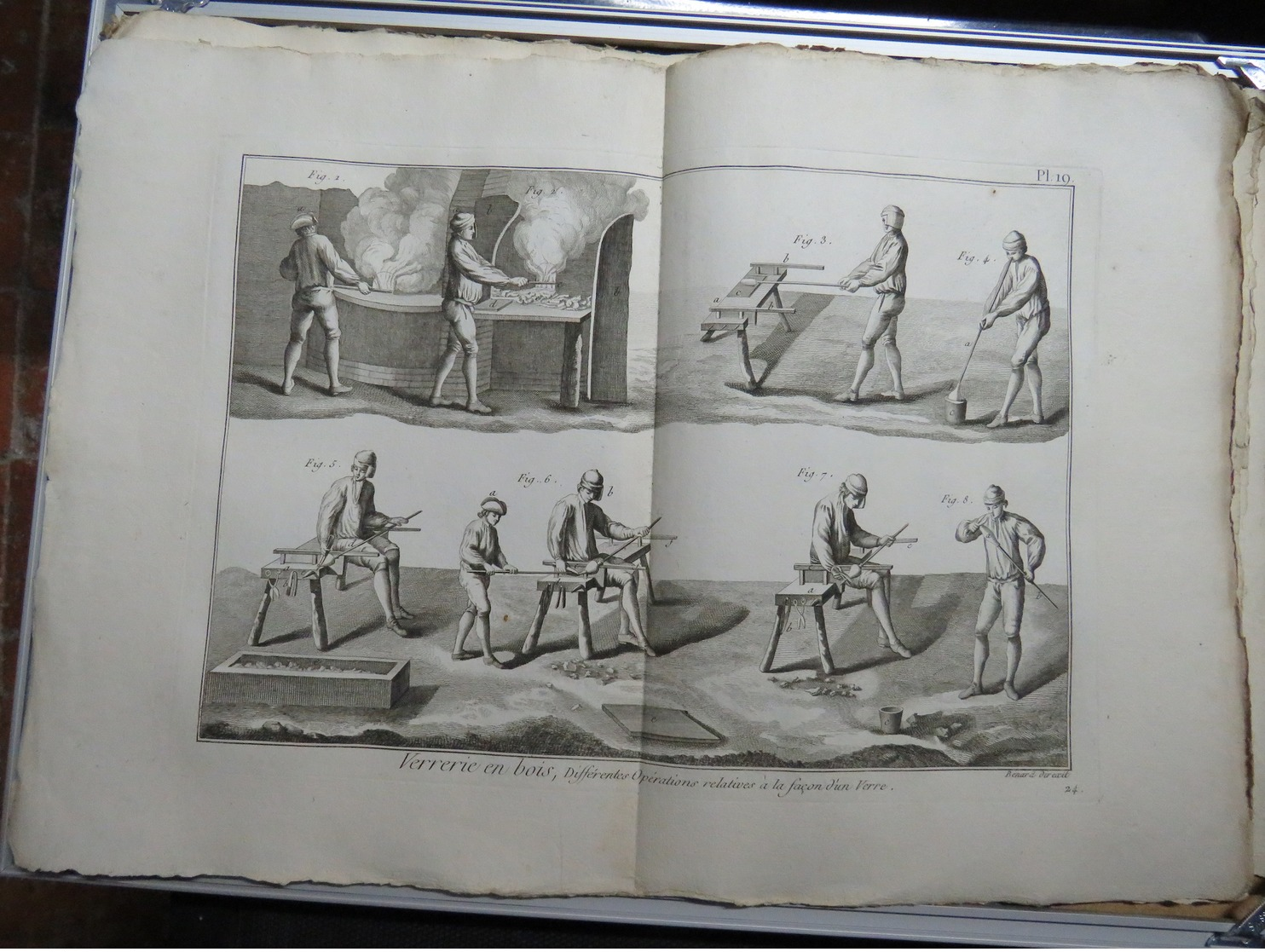 METIER XVIIIe: Verrier, souffleur de verre  ,verrerie ....50 gravures sur cuivre de BENARD  1784