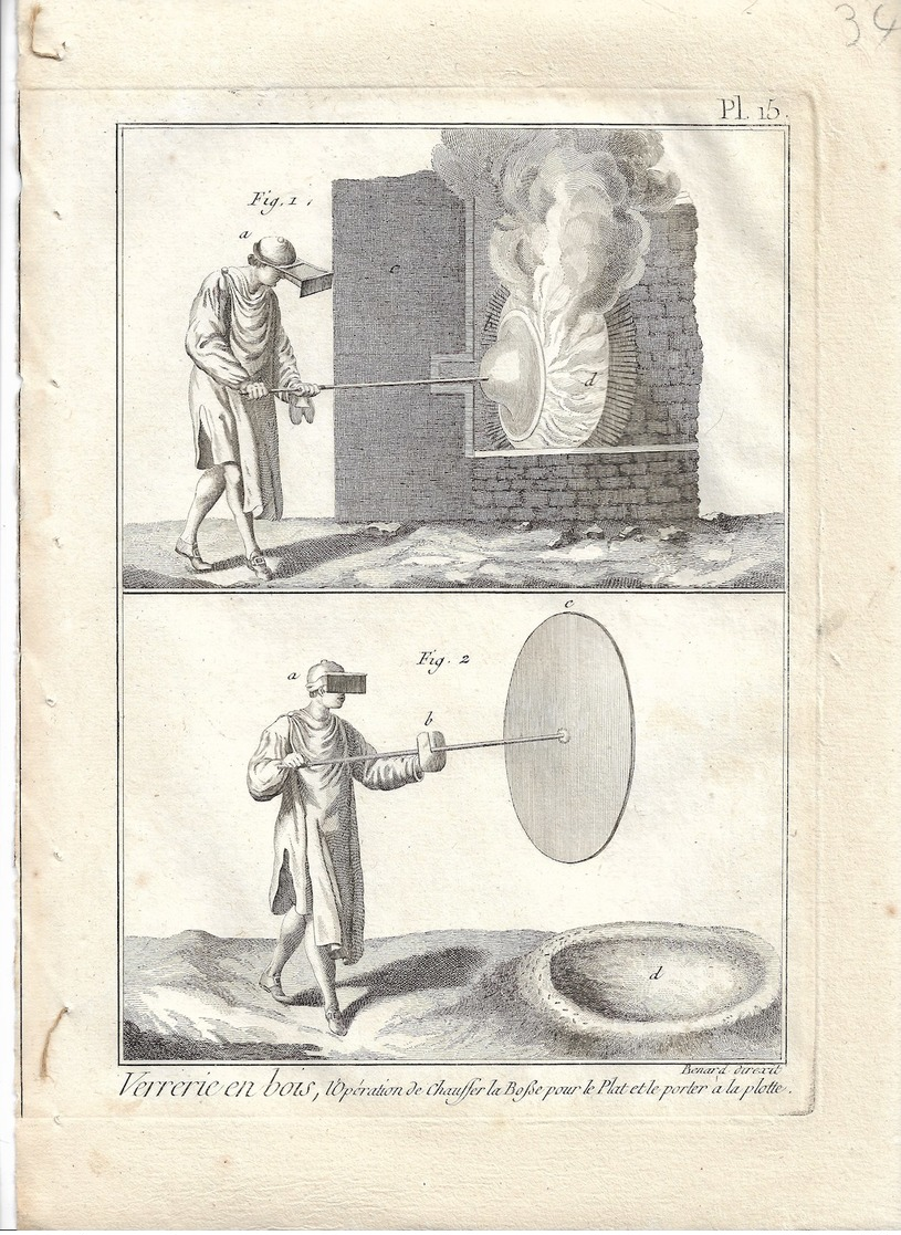 METIER XVIIIe: Verrier, souffleur de verre  ,verrerie ....50 gravures sur cuivre de BENARD  1784