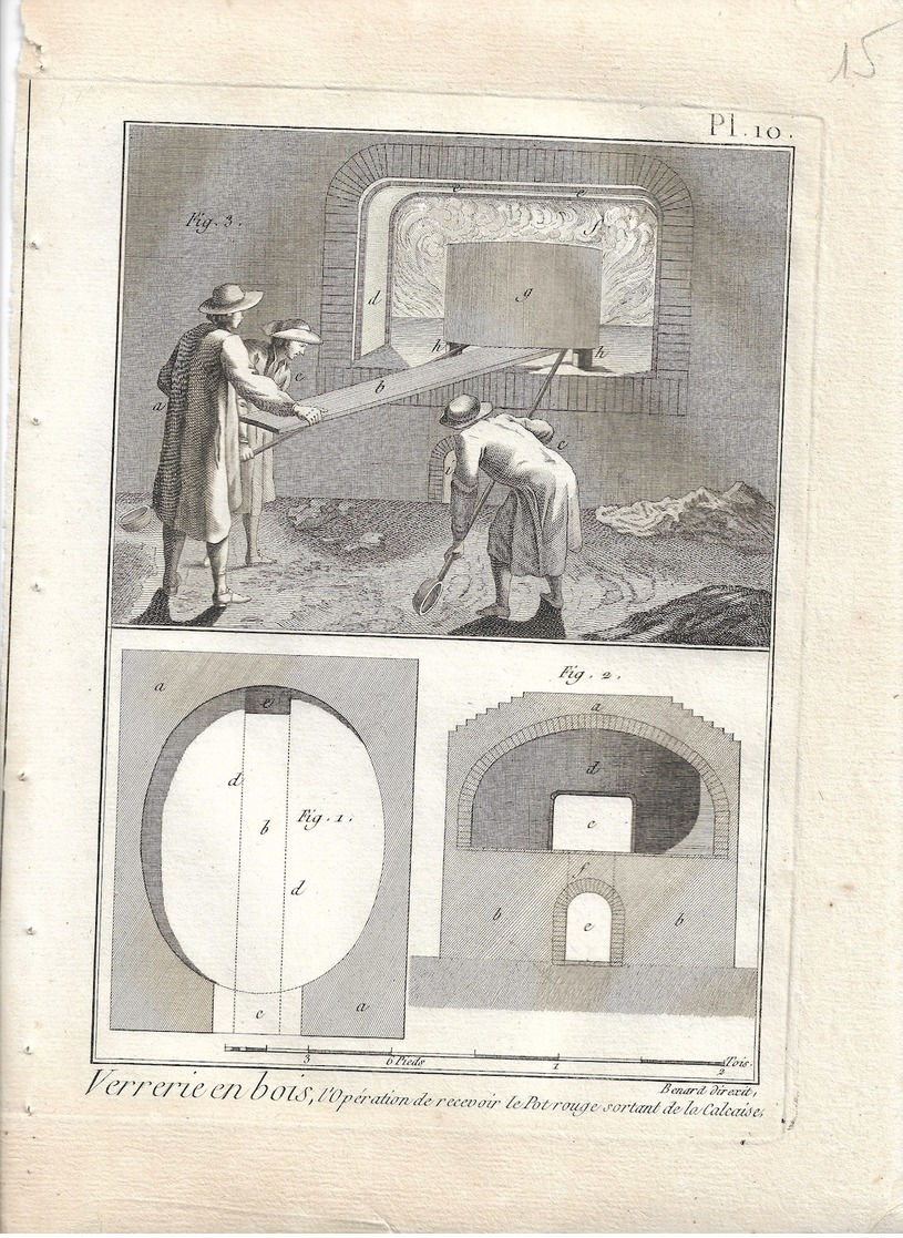 METIER XVIIIe: Verrier, souffleur de verre  ,verrerie ....50 gravures sur cuivre de BENARD  1784