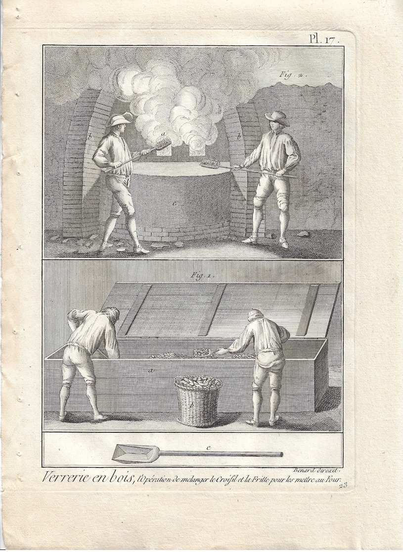 METIER XVIIIe: Verrier, souffleur de verre  ,verrerie ....50 gravures sur cuivre de BENARD  1784