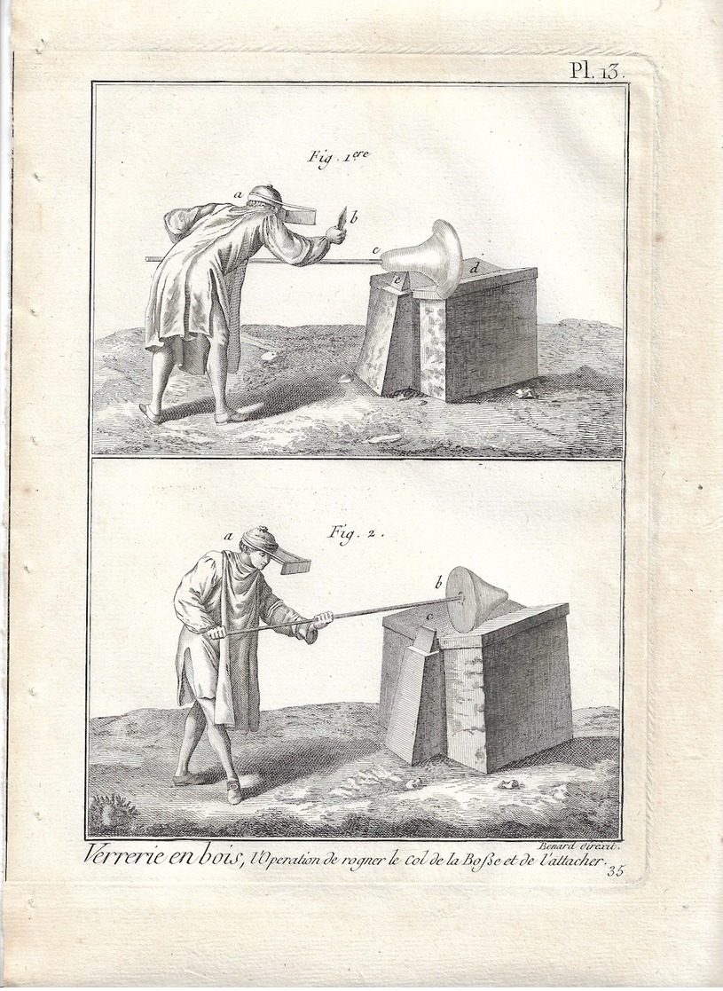 METIER XVIIIe: Verrier, souffleur de verre  ,verrerie ....50 gravures sur cuivre de BENARD  1784