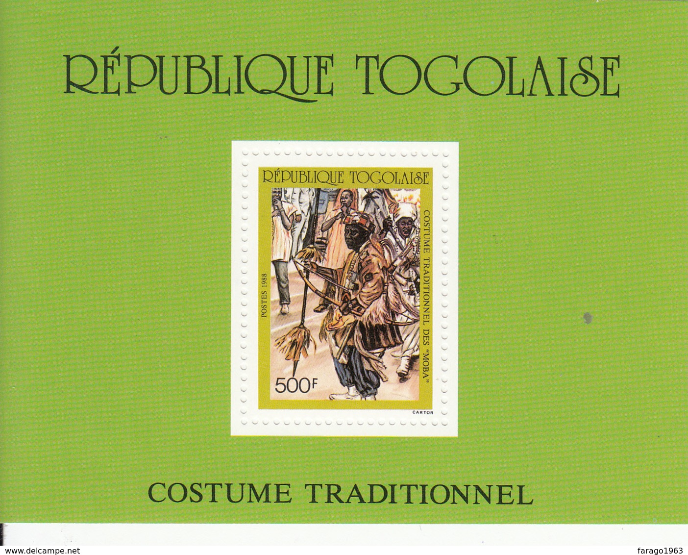 1988 Togo Traditional Costumes Culture Souvenir Sheet MNH Complete - Togo (1960-...)