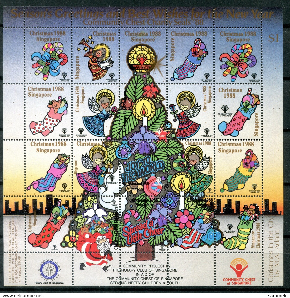 A089 - SINGAPUR - Weihnachts-KB 1988 ** - Xmas, Christmas, Rotary - Singapur (1959-...)