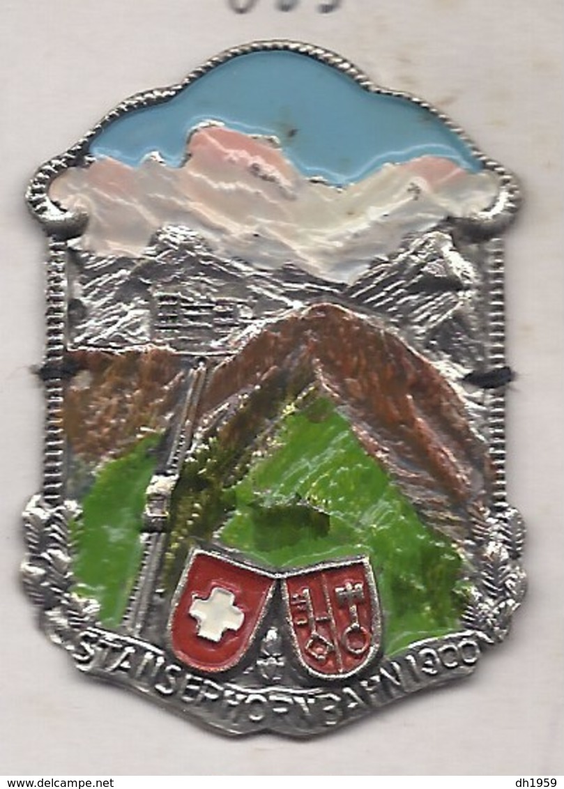 STANSERHORN BAHN 1900  ECUSSON PLAQUE METAL EMAILLEE CANNE RANDONNEE BLASON WAPPEN SCHWEIZ SUISSE SWIZZERLAND - Reisen