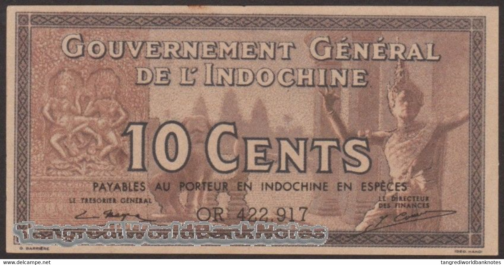 TWN - FRENCH INDO-CHINA 85e - 10 Cents 1939 Serial # Format XX123.456 - Various Suffixes - Sign. Mayet & Cousin XF/AU - Indocina