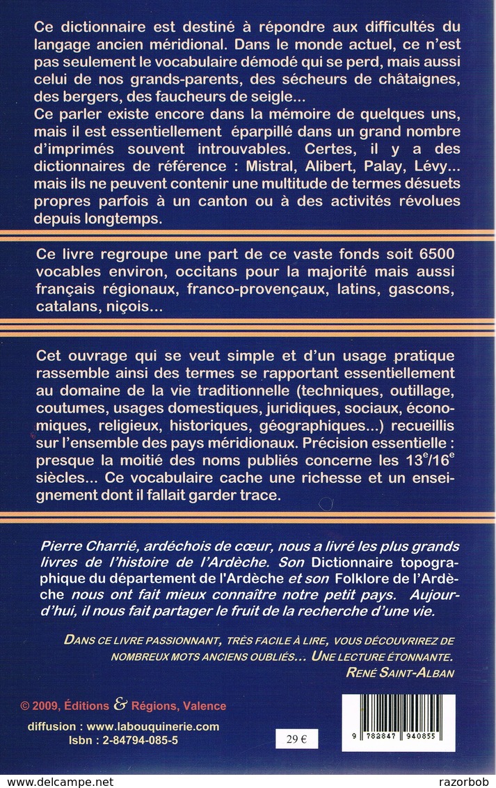 Dictionnaire Meridional 6500 Mots 350 Pages Neuf Prix Vente 29 Euros - Dictionnaires