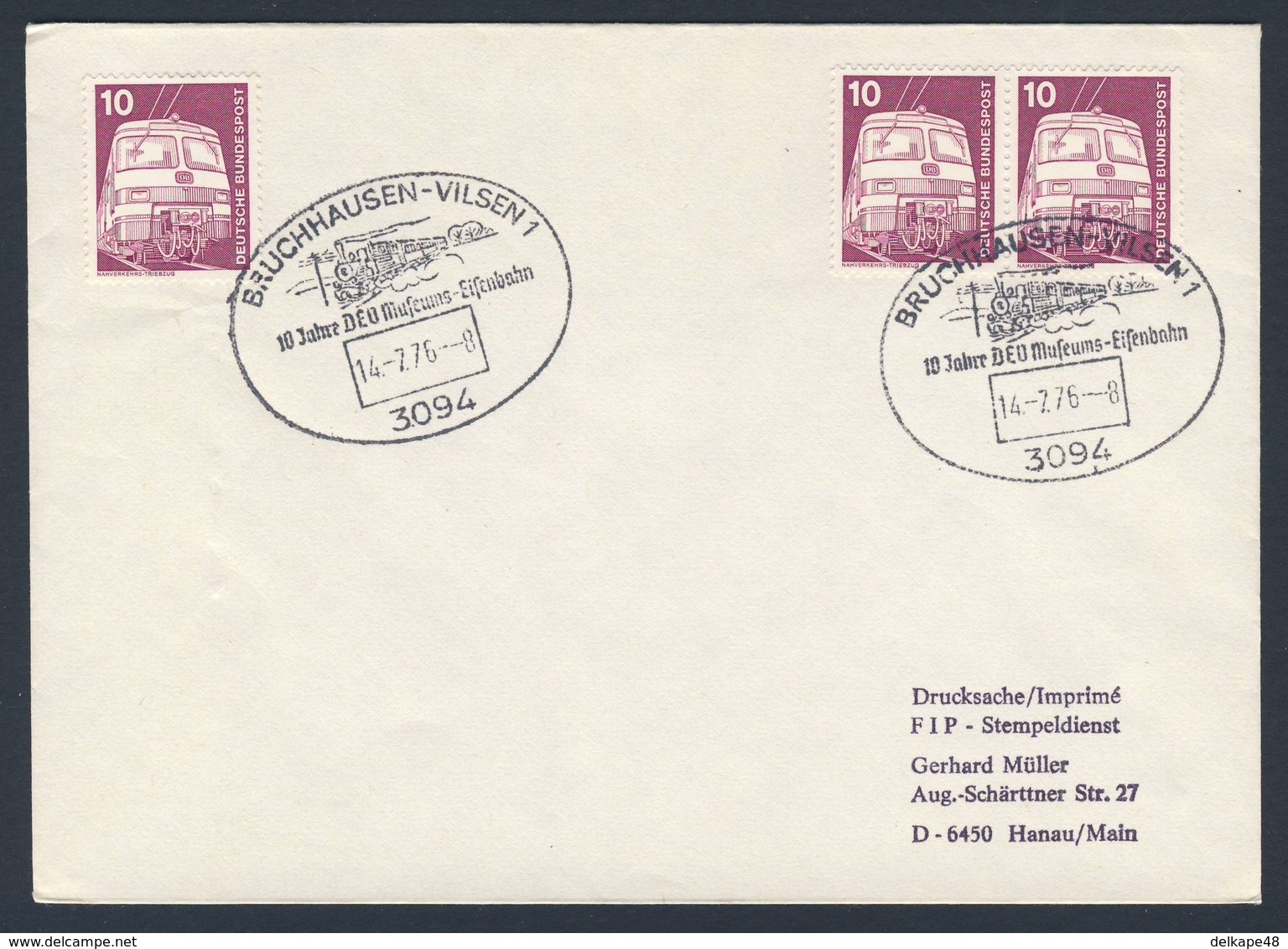 Deutschland Germany 1976 Brief Cover - 10 Jahre DEV Museums-Eisenbahn, Bruchhausen-Vilsen / Railway / Chemin De Fer - Treinen