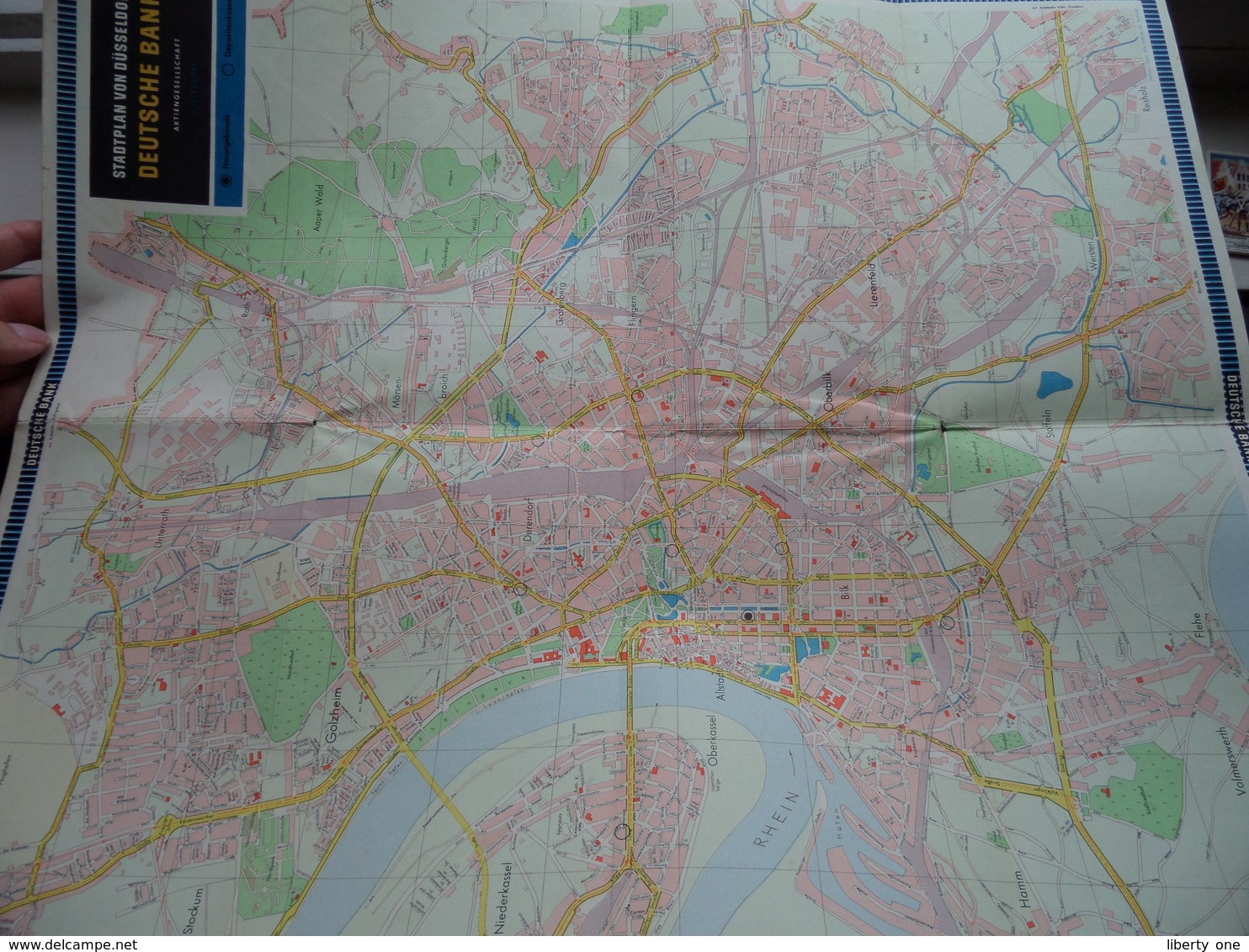 DEUTSCHE BANK Stadtplan Düsseldorf Königsallee - 1/320.000 ( Druck : Gröbchen Willy ) Open 42 X 48 Cm.! - Europa