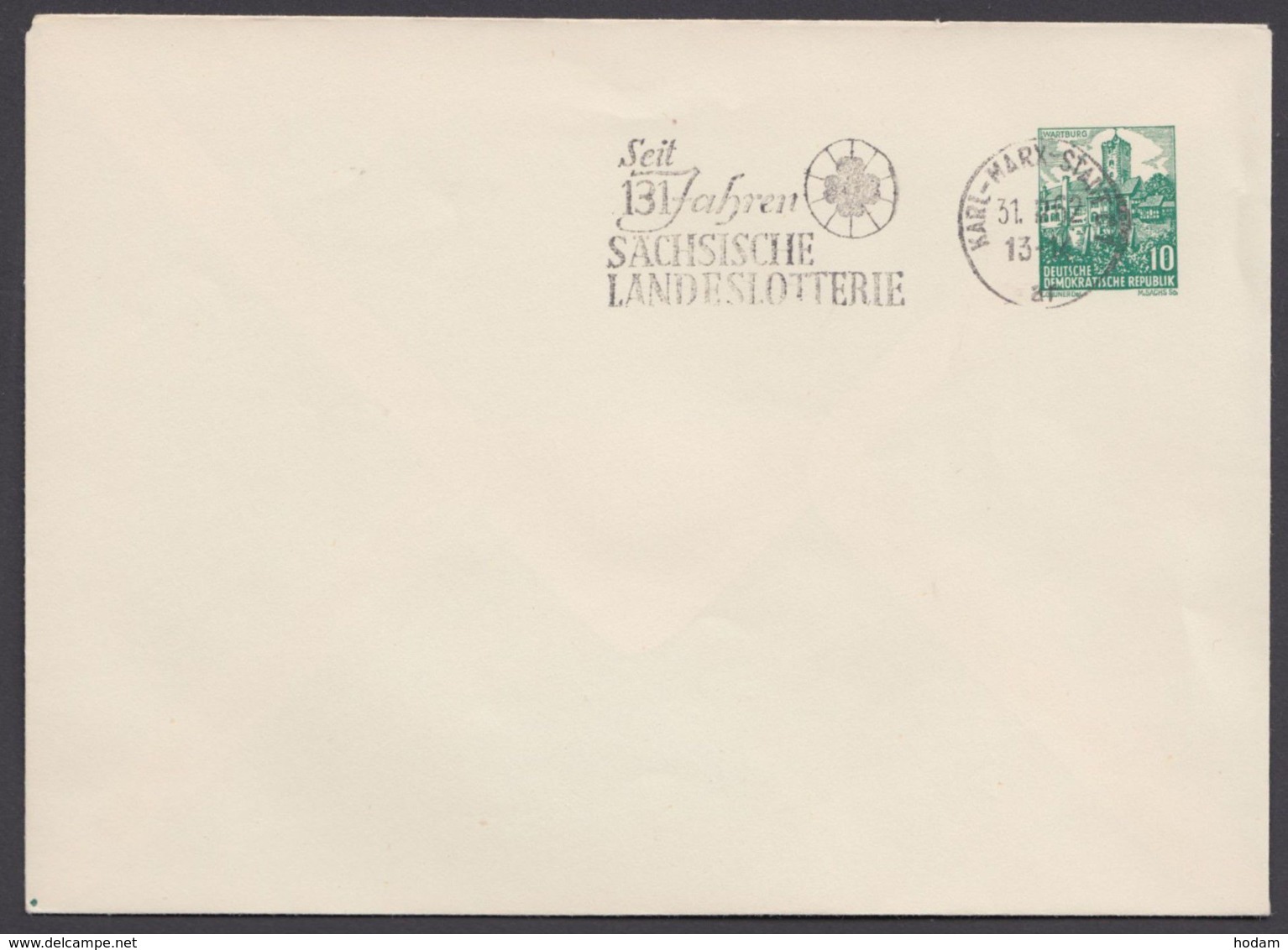 Mi- Nr. PU 13 A1/01, Blankoumschlag, Werbestempel "sächsische Landeslotterie", 1962 - Enveloppes Privées - Oblitérées