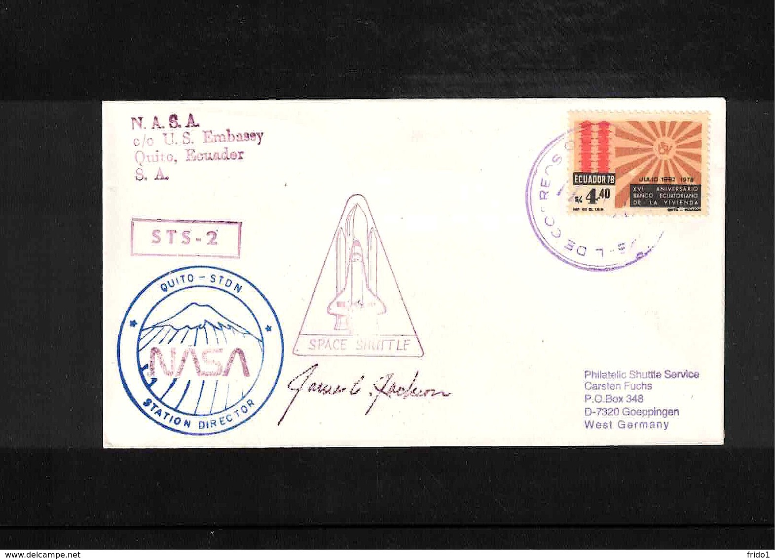 USA + Ecuador 1981 Space / Raumfahrt Space Shuttle - STDN Station Quito Ecuador Interesting Cover - USA